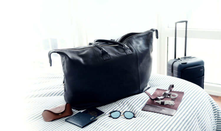 Royce New York Leather Weekender Duffel Bag - Black
