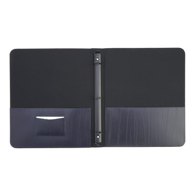 Zippered Letter Size ring binder/Portfolio, 1 Ring Binder. Black soft  simulated leather. - KP027 - Brilliant Promotional Products